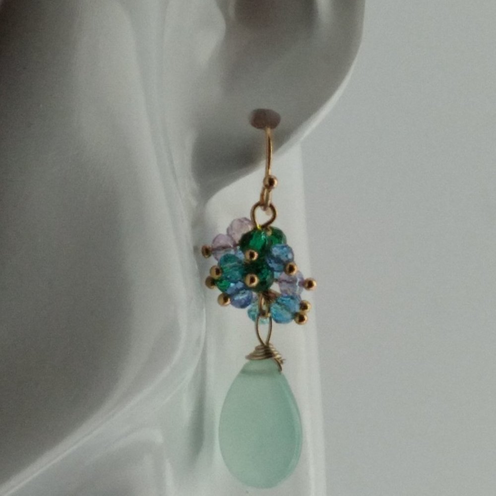 Sundance Tanzanite Blue Gemstone Blue Chalcedony Cluster Earrings